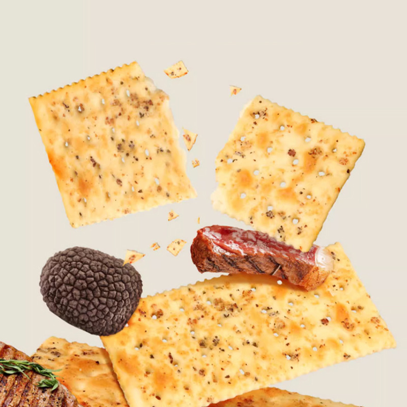 Black Truffle Ham Soda Biscuits Instant Breakfast Nutrition Substitute Thin Crisp Snacks Whole Box Factory Wholesale