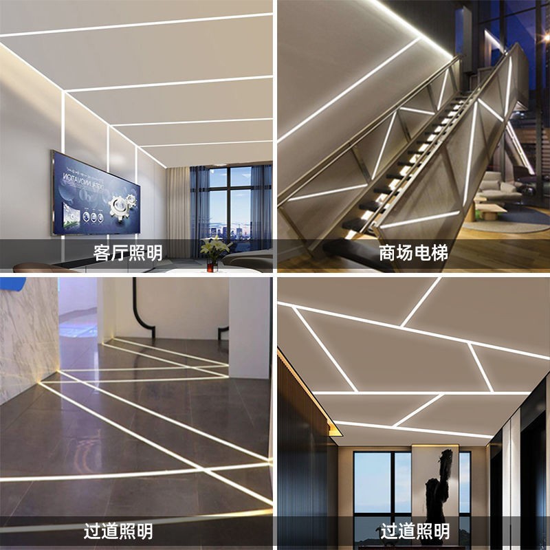 led Line Light Aluminum Slot Ceiling Embedded Lamp Slot Black U-shaped Opened Aluminum Alloy Card Slot Lamp Bar Linear Strip