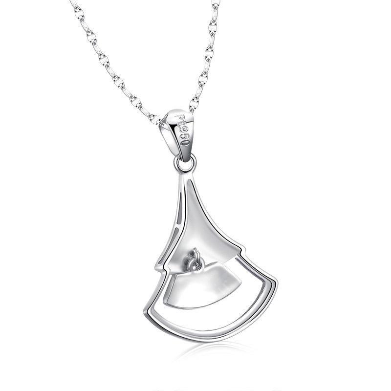 Pt950 White Golden Skirt Pendant for Women, Accessible Luxury, Fashionable and Sweet White Golden Elegant Clavicle Chain for Girlfriend on Valentine's Day