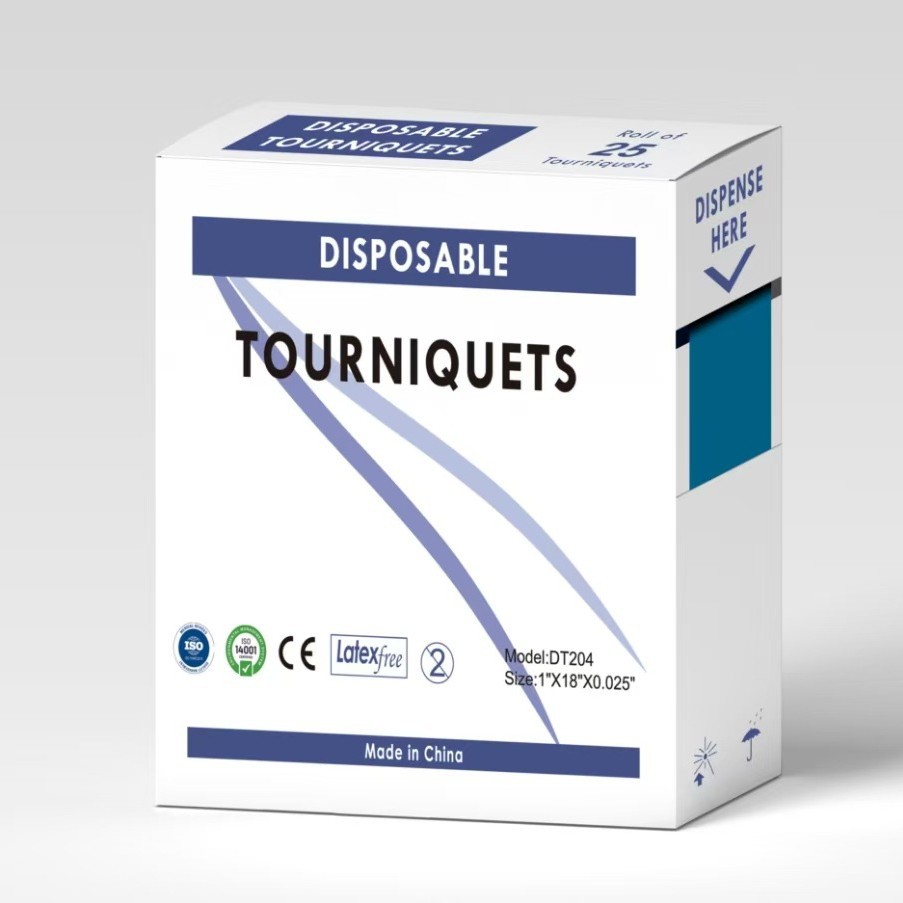 Boxed Medical Disposable Tourniquet with Continuous Venous Infusion Strapping Arm Blood Pressure Pulse Straps High Elasticity