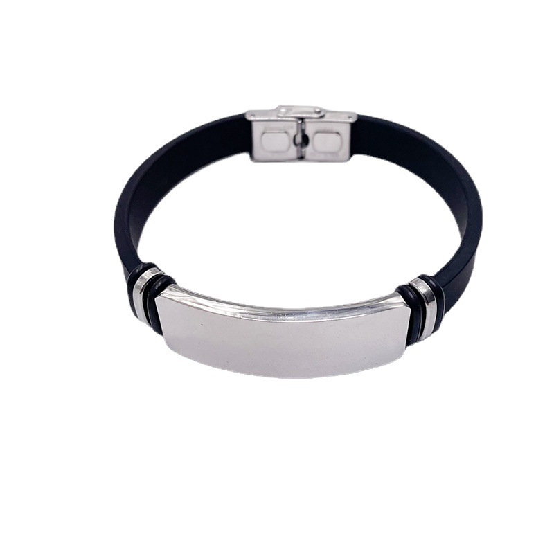 European and American Personality Men's and Women's Fashion Titanium Steel Bracelet Basketball Sports Silicone Bracelet Stainless Steel Jewelry Printed LOGO