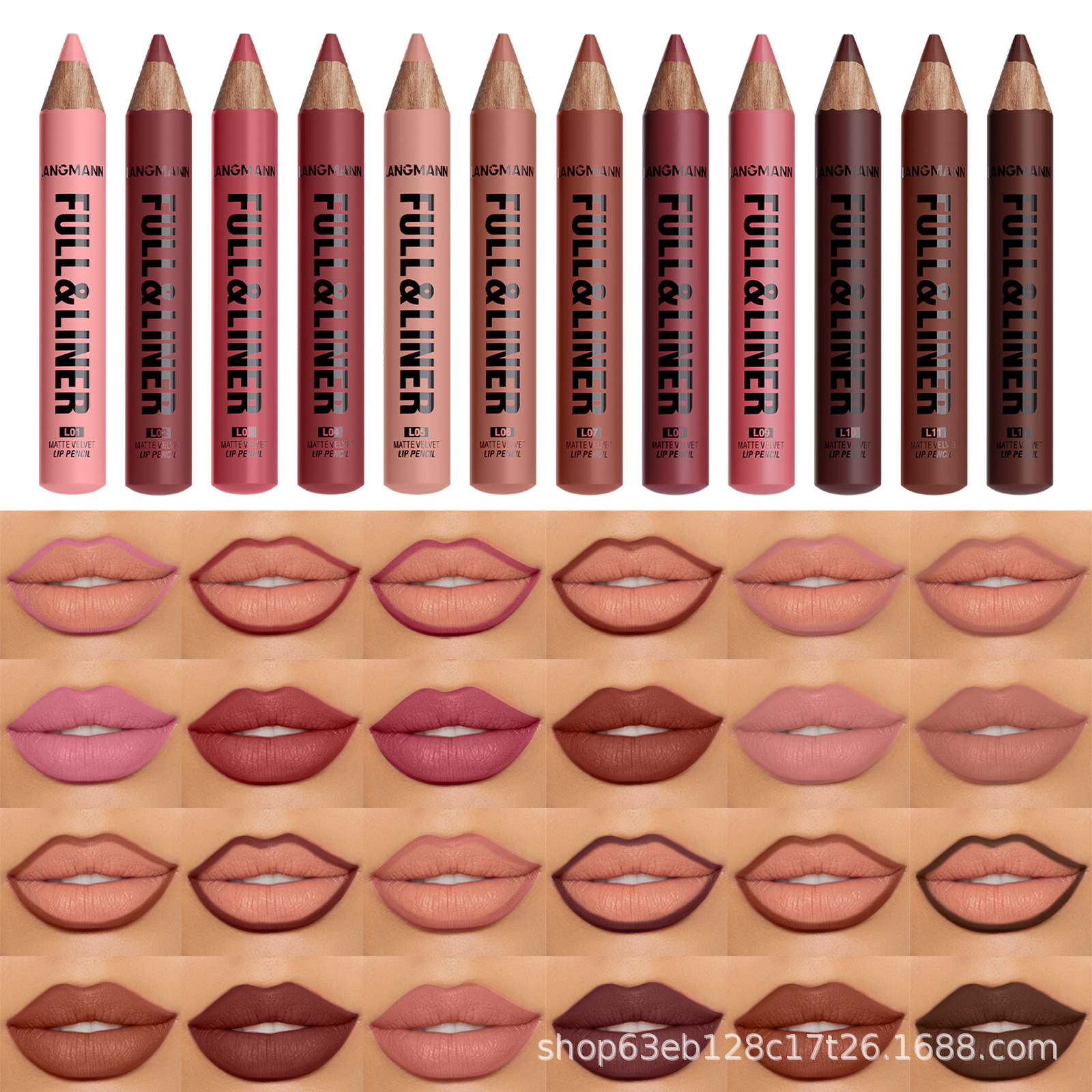 Карандаш для губ Langmanni двенадцати цветов, деревянный, можно точить, стойкая косметика, кросс-бодерная поставка
