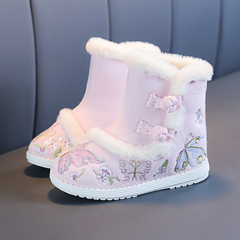 Han Dynasty Shoes for Girls 2024 Autumn and Winter New Kidsren's Embroidered Boots Ancient Style Kidsren's Boots Ancient Costume Boots National Style Short Boots New Year's Shoes