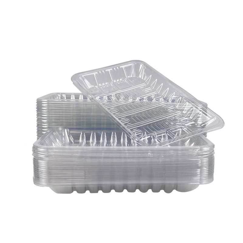 Disposable Plastic Tray Transparent Rectangular Supermarket Fruit and Vegetable Tray Fresh Food Packaging Tray