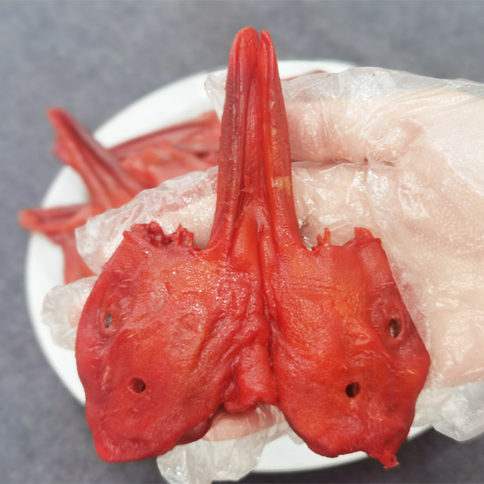 Wenzhou Sauce Duck Head Duck Chin with Duck Tongue Duck Head Snacks Hotel Ingredients Braised Vegetables Cold Dishes Raw Duck Head Wholesale