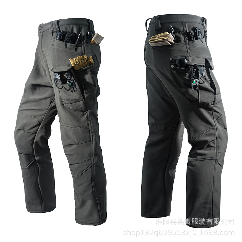 Factory cross-border X7 soft shell plus velvet warm outdoor leisure sports mountaineering skiing tooling men's charge tactical pants