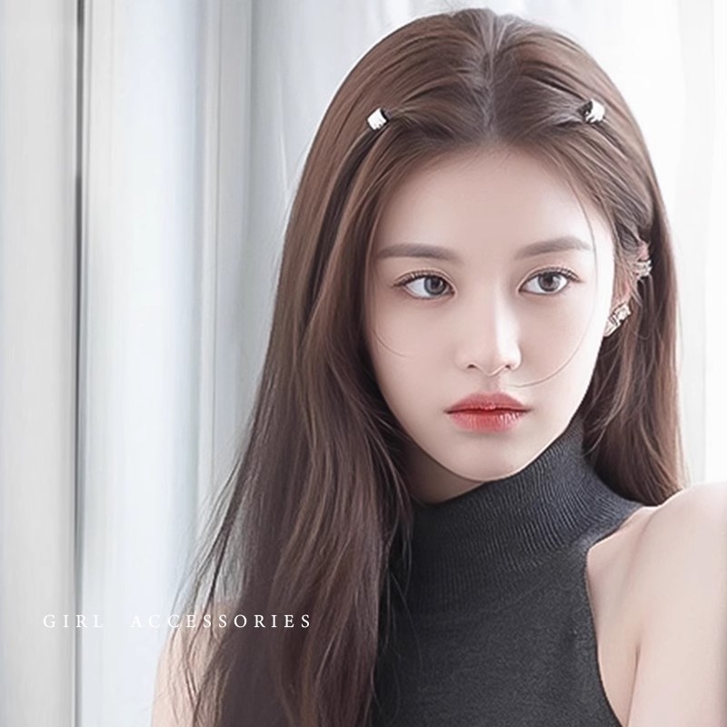 Yu Shuxin's Same Three-Row Diamond-Encrusted Metal Small Ring Hair Buckle Bangs Hairpin Forehead Side Clip High-End Popular
