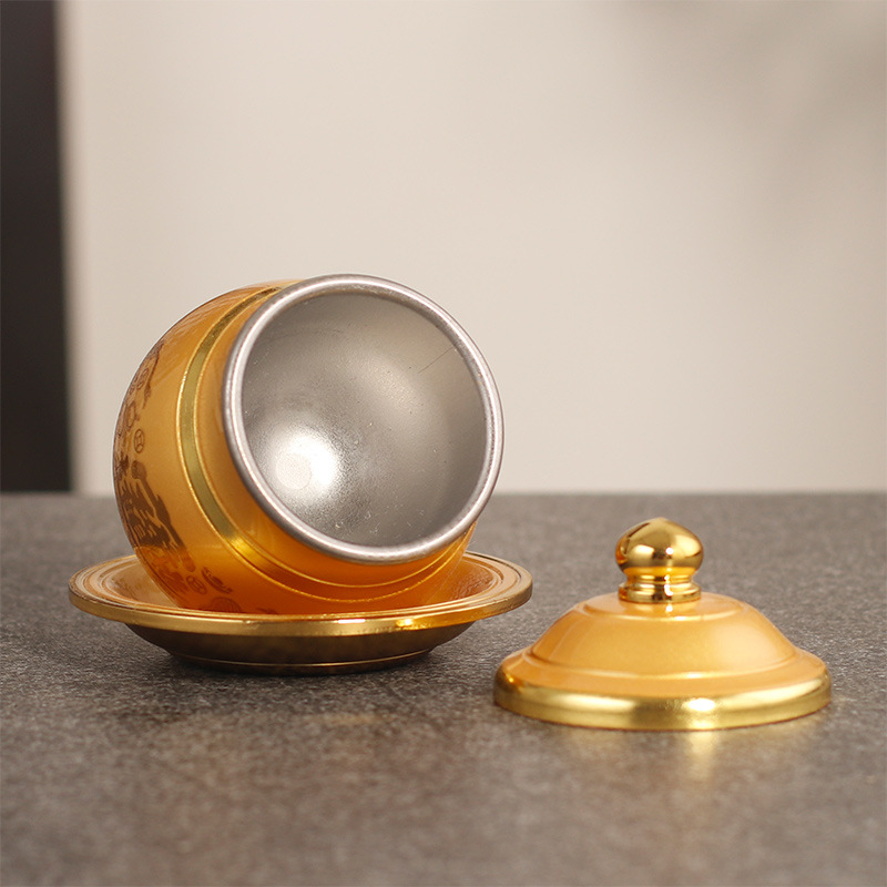 Alloy New Tang Pattern Water Supply Cup Holy Water Cup Water Purification Cup Buddha Front Supply Cup Home Sacred Buddha Sacred Cup Buddha Supplies