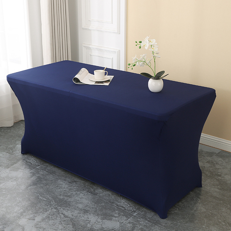 Custom Stretch Table Cover High-end Hotel Restaurant Wedding Banquet Decoration Rectangular Thickened Tablecloth Cover Bar Counter Cover