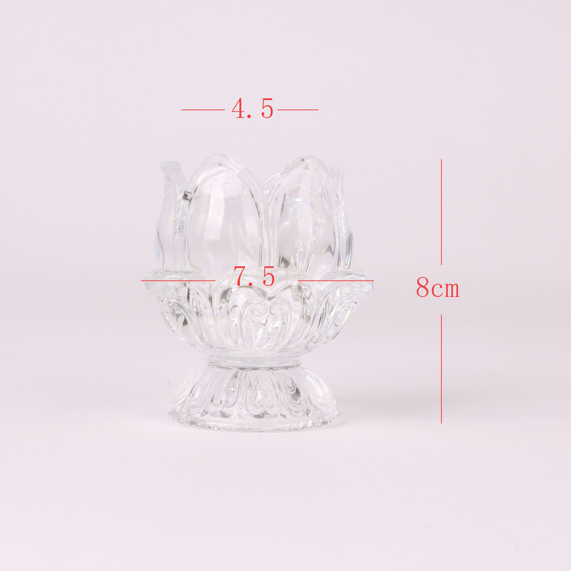 Crystal Glass Lotus Butter Candle Cup Buddha-offering Lamp Butter Lamp Glass Candle Holder Long Bright Lamp Holder Wax Cup