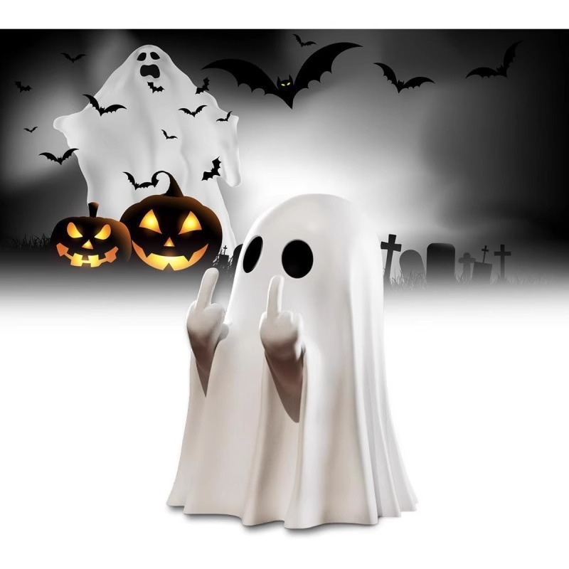 Cross-Border 3D Stereo Halloween Ghost Ornaments Funny Middle Finger Cute Shape Hilarious Desktop Decoration Props