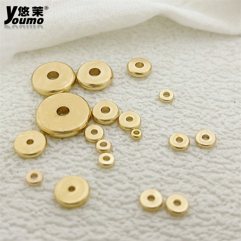 Brass spacer diy Wenwan bracelet flat glossy plain Abacus wheel loose beads gasket Xizang jewelry accessories material
