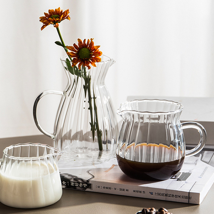 Cross-Border Retro Striped Cup High Borosilicate Heat-Resistant Glass Cup Transparent Glass Large Capacity Drink Cup Eagle Beak Fair Cup