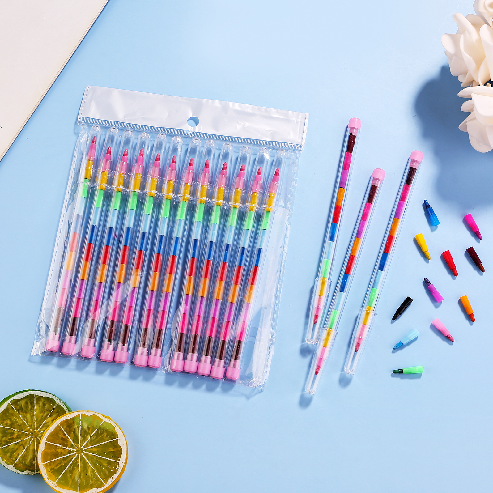 Creative Building Blocks Coloring Crayons 11 Colors Round Crayons Oil Pastels Color Pens Colorful Student Stationery Prizes Wholesale