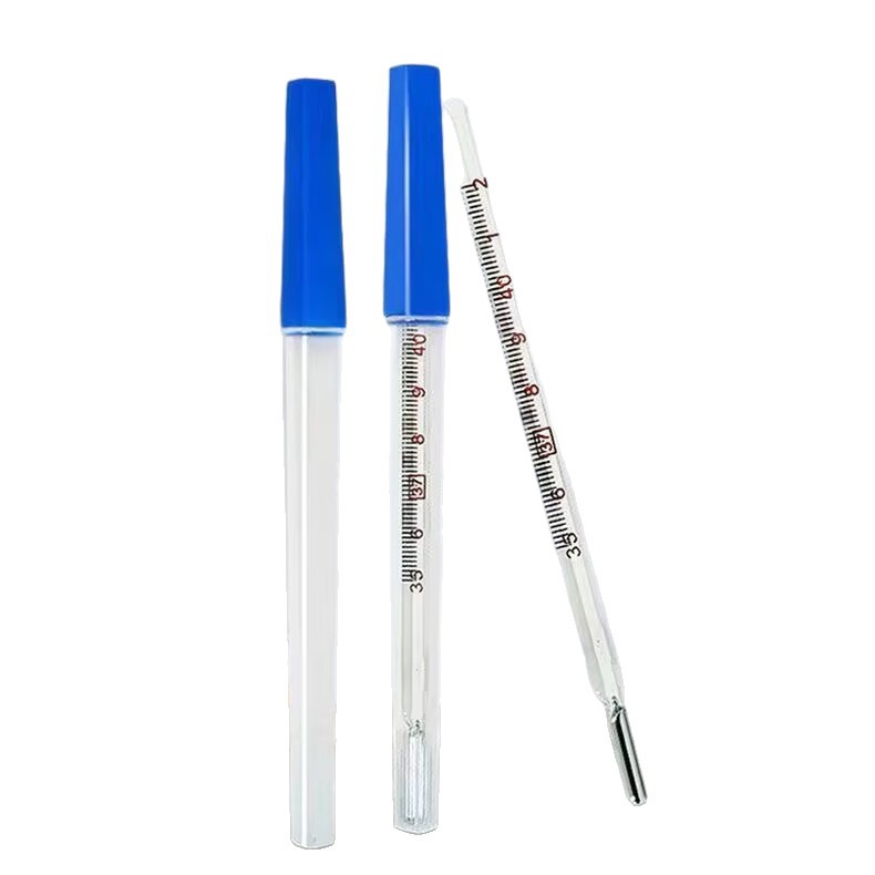 Glass Mercury Thermometer for Home Use, Oral and Underarm Triangular Stick Thermometer, Internal Scale Small Thermometer