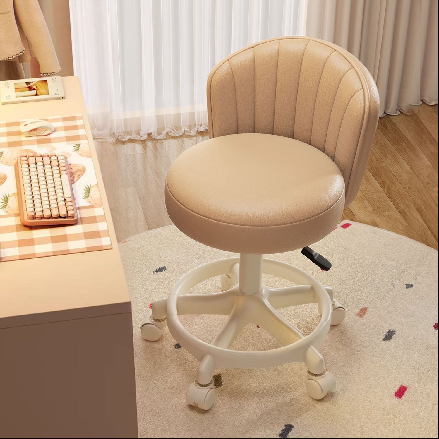 Makeup Chair Home Computer Chair Dressing Table Swivel Chair Beauty Nail Art Pulley Stool Liftable Backrest Chair Mute