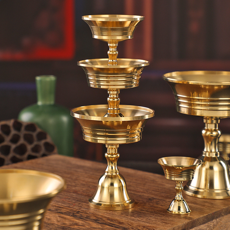 Manufacturer Wholesale Brass Butter Lamp Lamp Holder Oil Lamp Base Buddha Lamp Long-Lasting Lamp Lamp in Various Sizes and Specifications