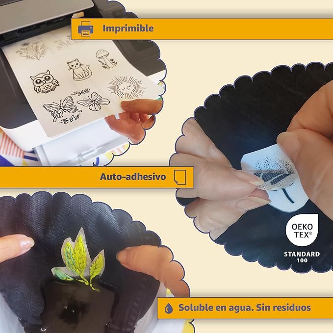 Printable Cutting A4 Self-Adhesive Water-Soluble Embroider Non-Woven Fabric Soluble Embroider Stabilizer DIY Water-Soluble Paper