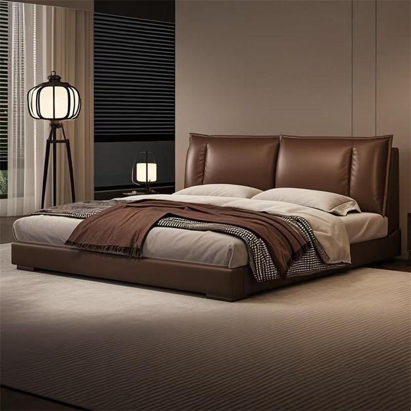 Заводская кровать из натуральной кожи минималистичная для спальни большая кровать современная простая легкая роскошь татами высококачественная напольная