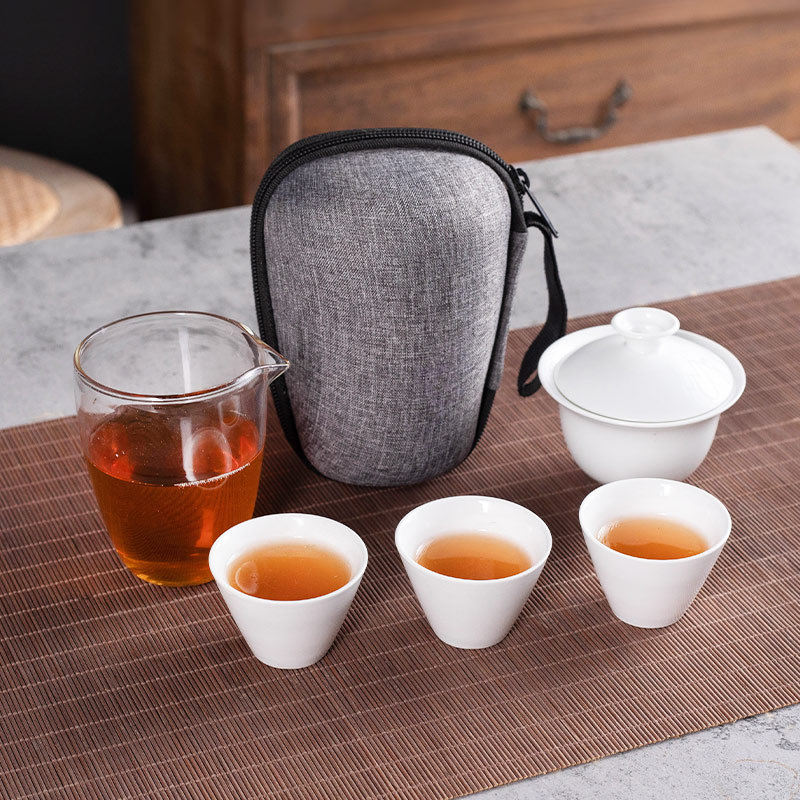 Outdoor Travel Tea Set Wholesale Ceramic Quick Cup Simple High-End Car Portable Tea Set Gift Customization