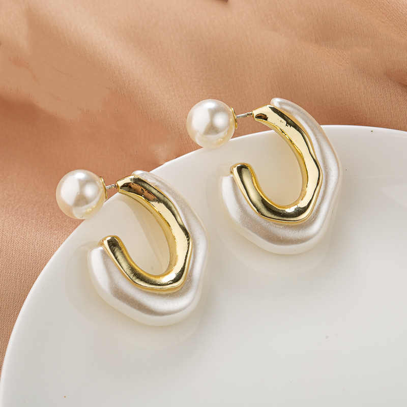 925 Silver Needle Geometric Pearl Earrings Women's Fashion Ear Studs Tassel High-end Ear Drop Elegant Vintage Earrings