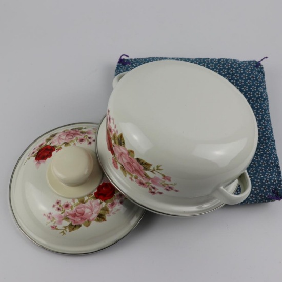 Enamel Soup Pot, Thickened Enamel Pot, Double-Handle Stew Pot, Noodle Cooking Pot, Milk Pot, Covered Bowl with Lid, Induction Cooker Enamelware