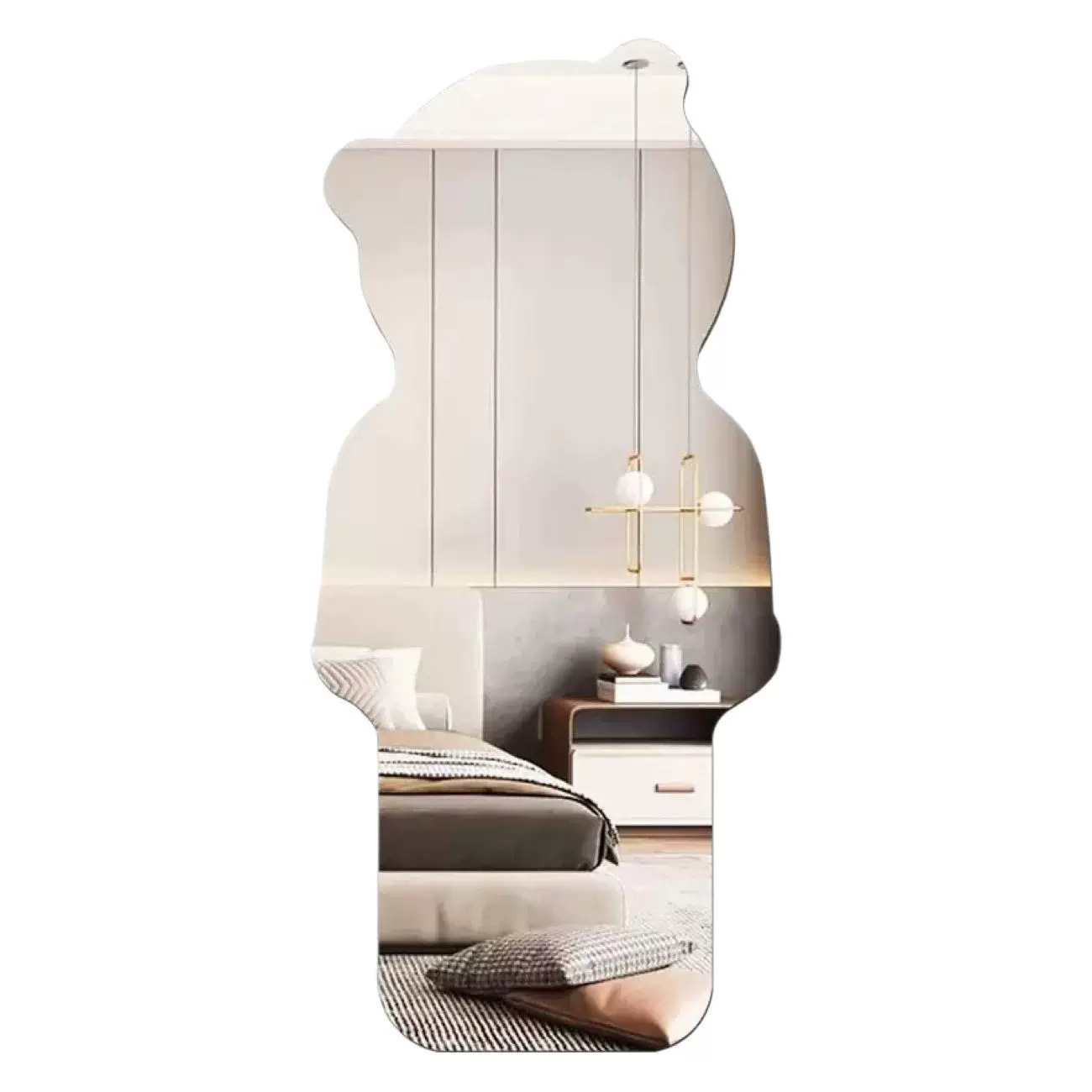Full-Length Mirror, Special-Shaped Bear, Explosion-Proof Dressing Mirror, Household Wall-Mounted Frameless Self-Adhesive Fitting Mirror, Decorative Mirror, No Drilling Required