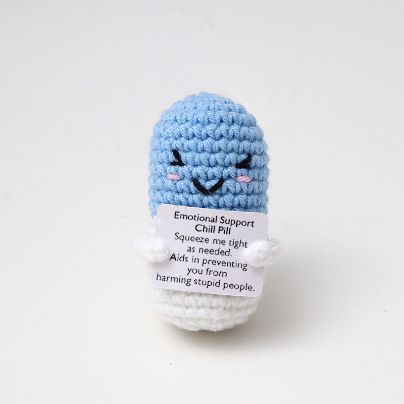 Cross-border explosions wholesale hand-knitted plush positive energy pill capsule ornaments fruit ornaments toys small gifts