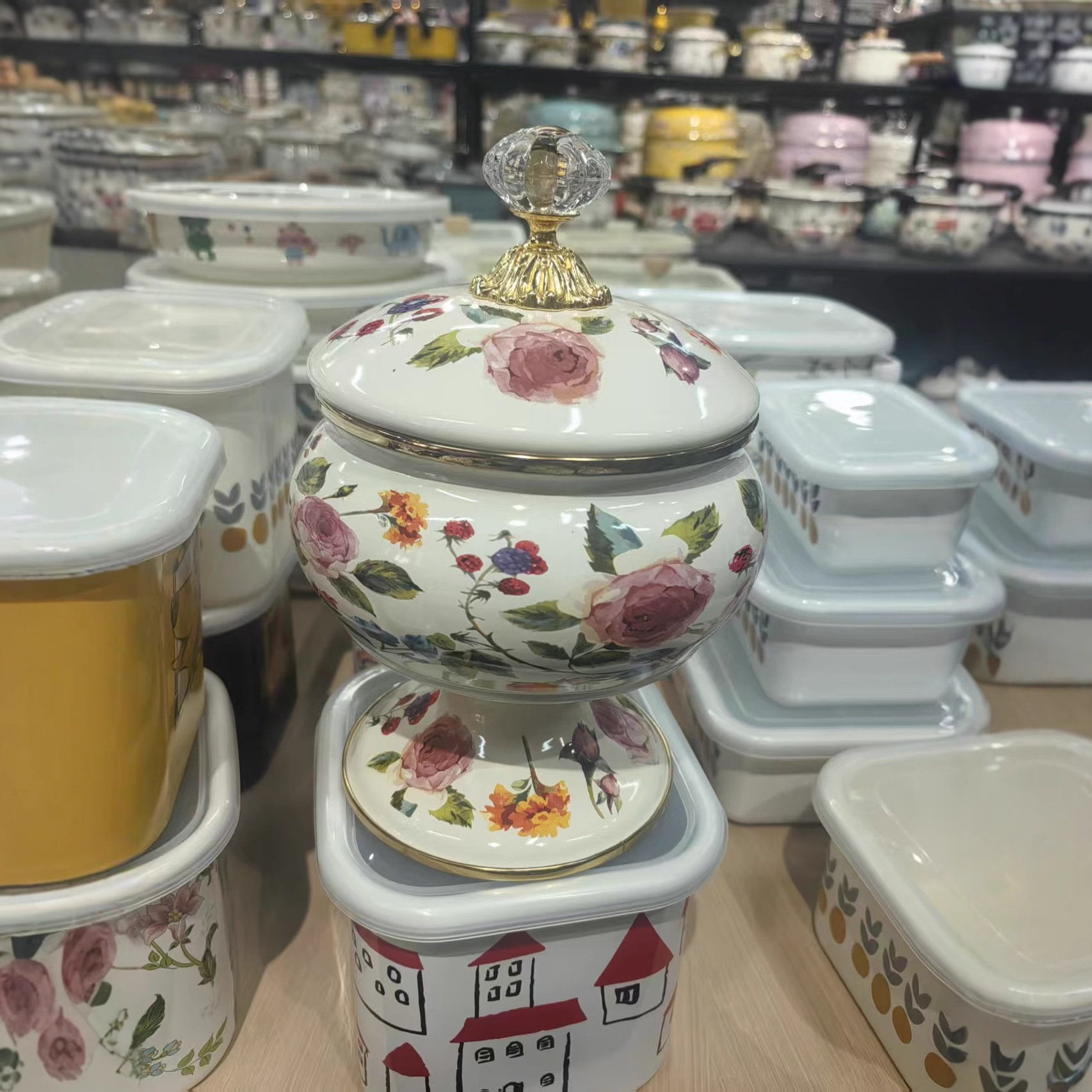 Enamel Enamel Jar with Lid, Oil Jar, Sugar Jar, Coffee Cup Pot, High Temperature Resistant, No Layer, Seasoning Spice Jar, Household Tea Jar