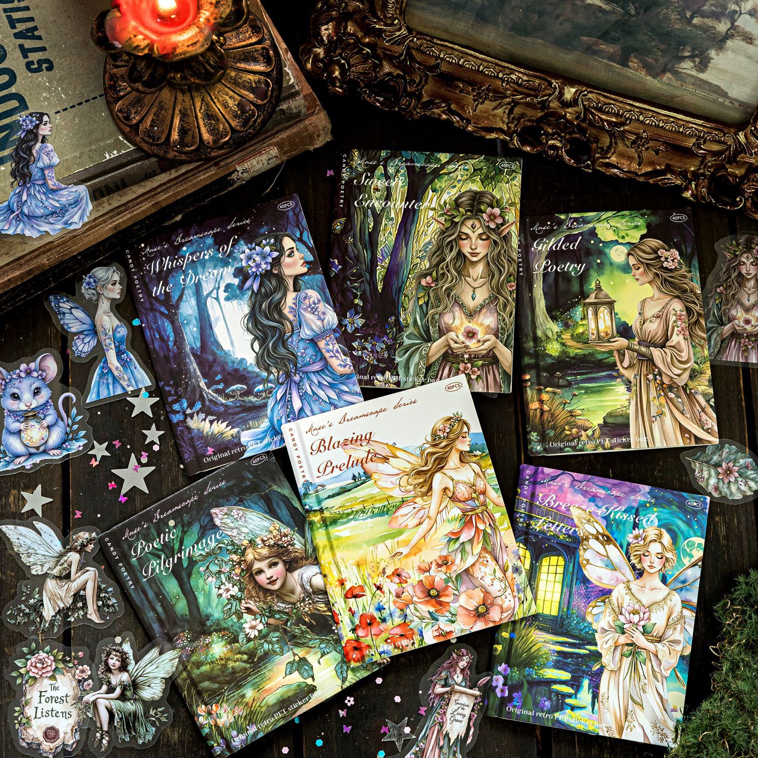 Sugar Poetry Наклейки для домашних животных Муза Фантазия Ретро Персонаж Бабочка Цветок Материал DIY Декоративные Наклейки