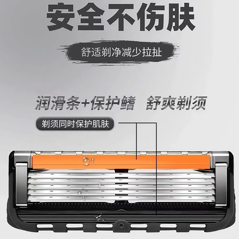 Five-Layer Razor Manual Shaver with 5-Layer Blades, Replaceable Blades, German Craftsmanship, Old-Fashioned Beard Razor, Shaving Razor