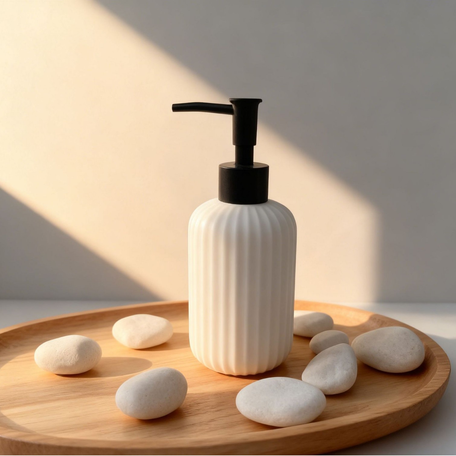 Cross-Border Hot-Selling Resin Bathroom Kit Surface Vertical Pattern Carved Toiletries Lotion Bottle