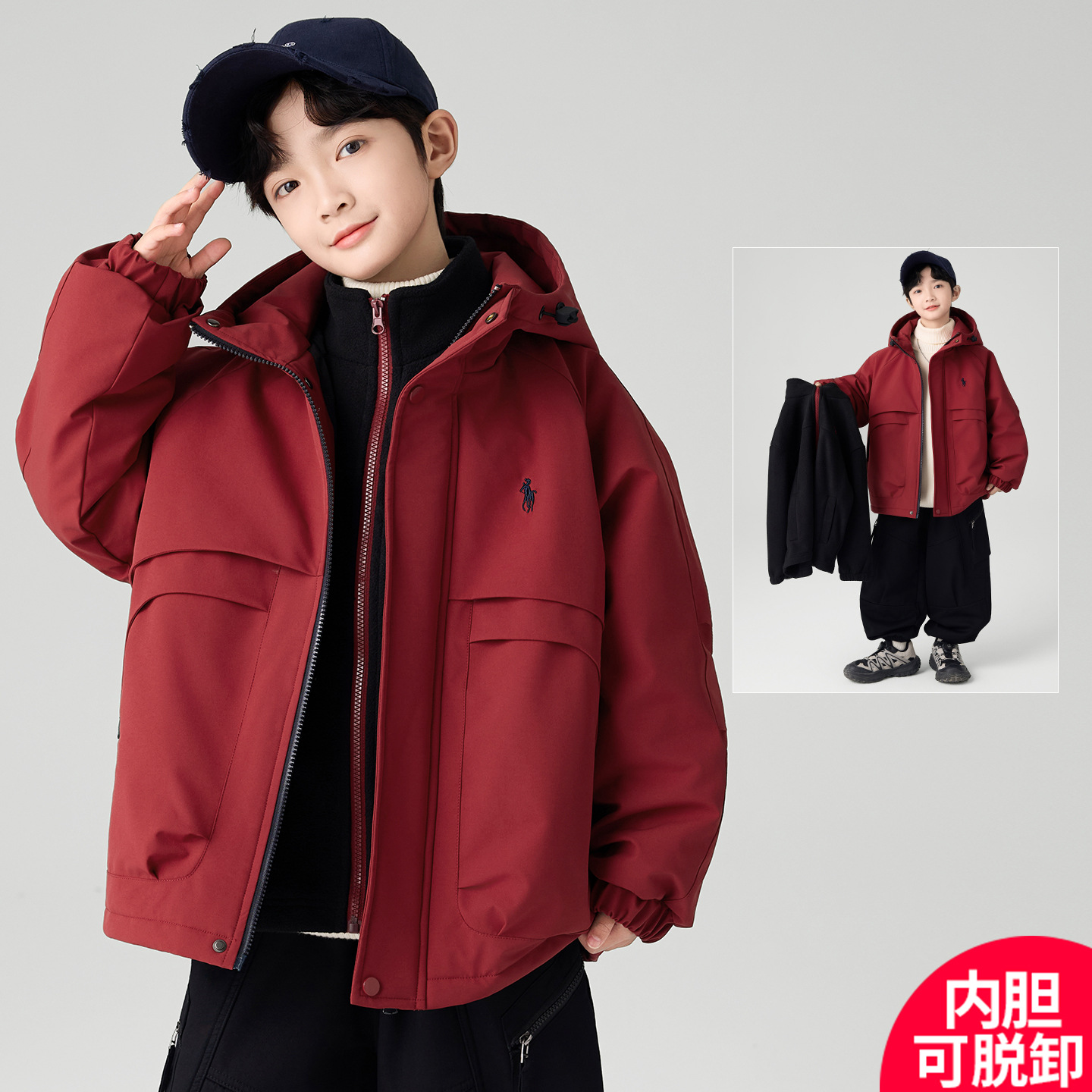 Qishixiong-C5024 Late Autumn Quilted Thickeneded Three-In-One