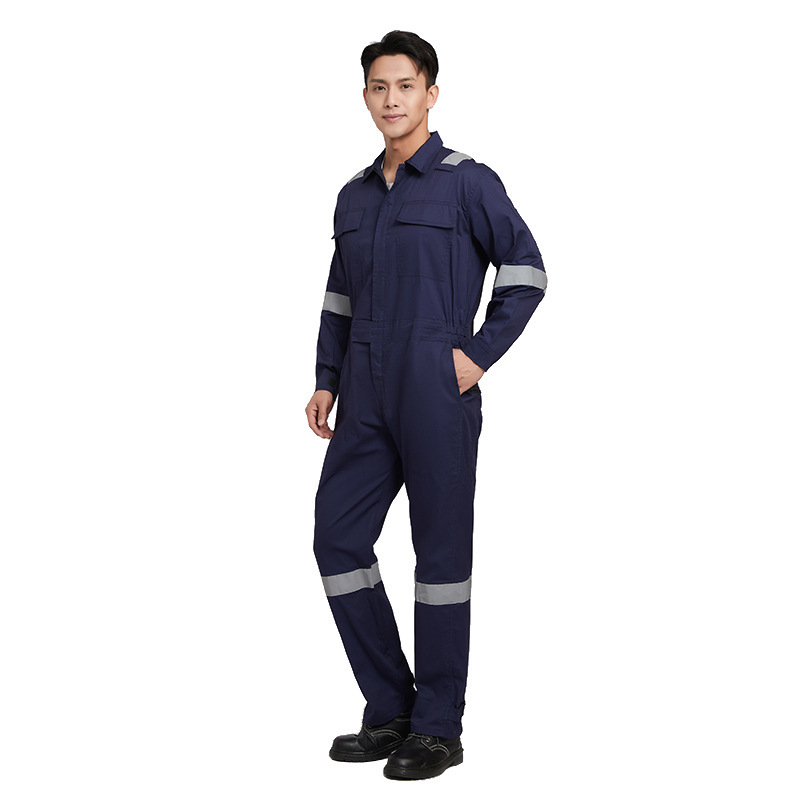 Summer Cotton One-Piece Work Clothes Long-Sleeved Reflective Strips Welding Work Clothes Shipping Work Clothes Workshop Machine Repair Labor Insurance Clothes