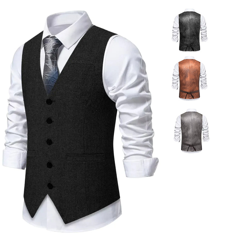 2025 New Cross-Border European Code Amazon Ebay Export Fashion Retro Men's Suit Vest Men's Trendyy Vest