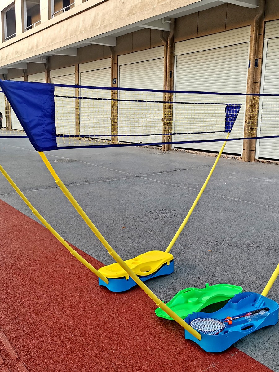 Portable Badminton Net Set 3m Storage Type Home Entertainment Simple Net Posts Standard Court Lines Export Q