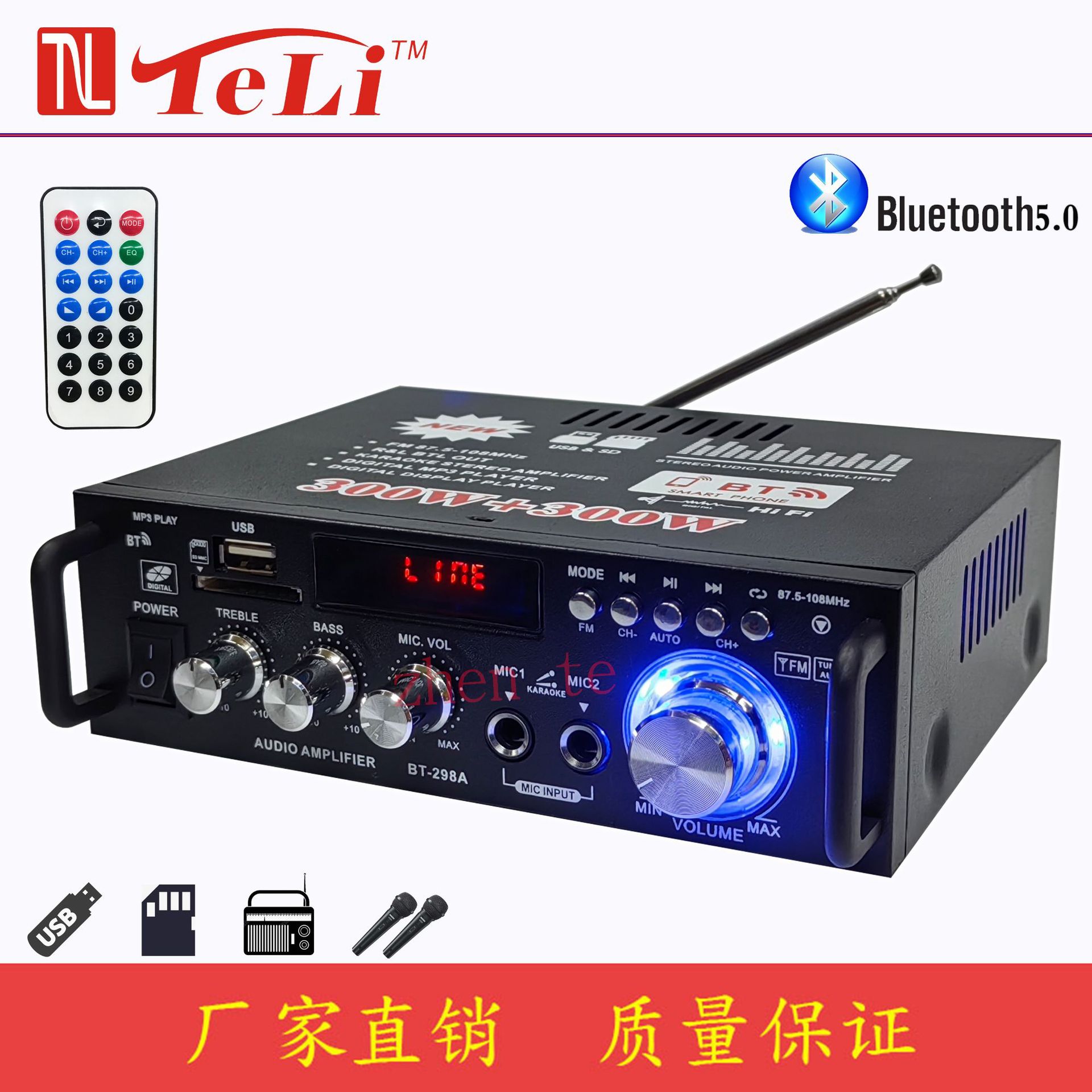 Mini Small HoUsehold Power Amplifier PlUg-in Card U Disk Radio Dc 12V220V BlUetooth Home Power Amplifier ManUfactUrer SUpply