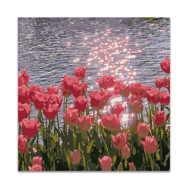 Factory wholesale DIY digital oil painting multi-figure optional 40*50 living room landscape flowers and plants coloring hand painting