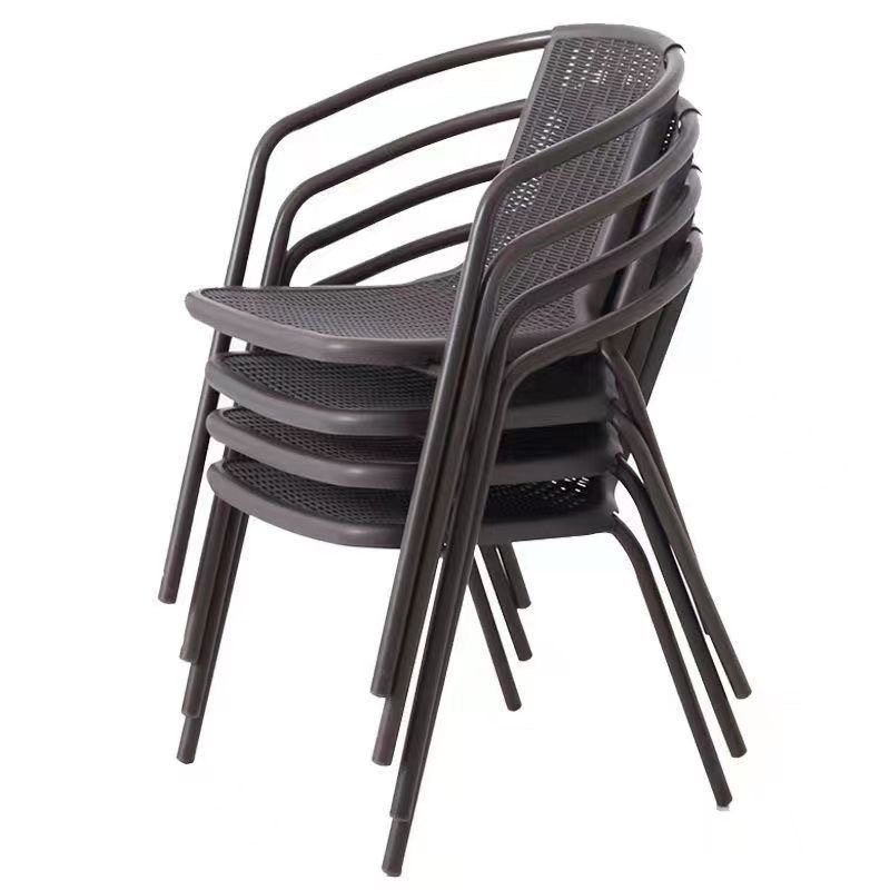 Outdoor Chair Rattan-like Chair Plastic Casual Single Chair Outdoor Courtyard Meeting Stool Iron Home Backrest Chair Balcony