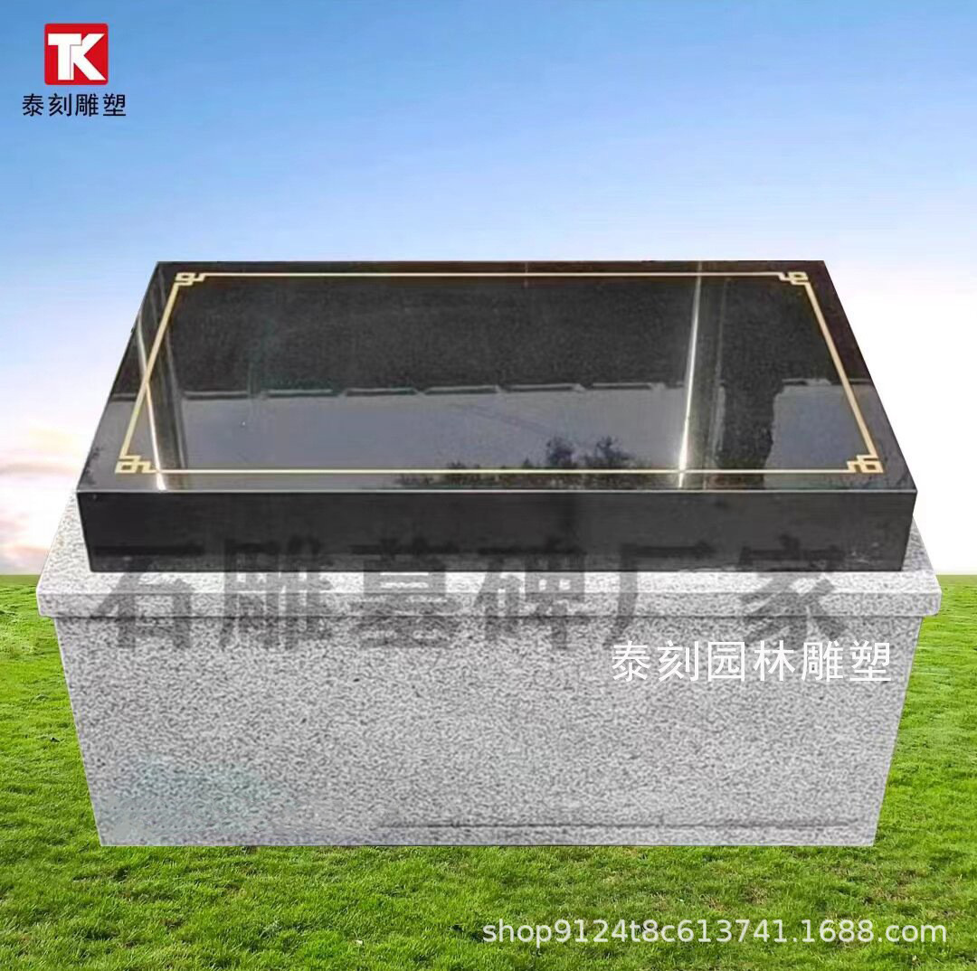 Granite Tombstones, Cemetery Carved Stone Monuments, Chinese Black Carved Lying Monuments, Mongolian Black Stone Merit Monuments