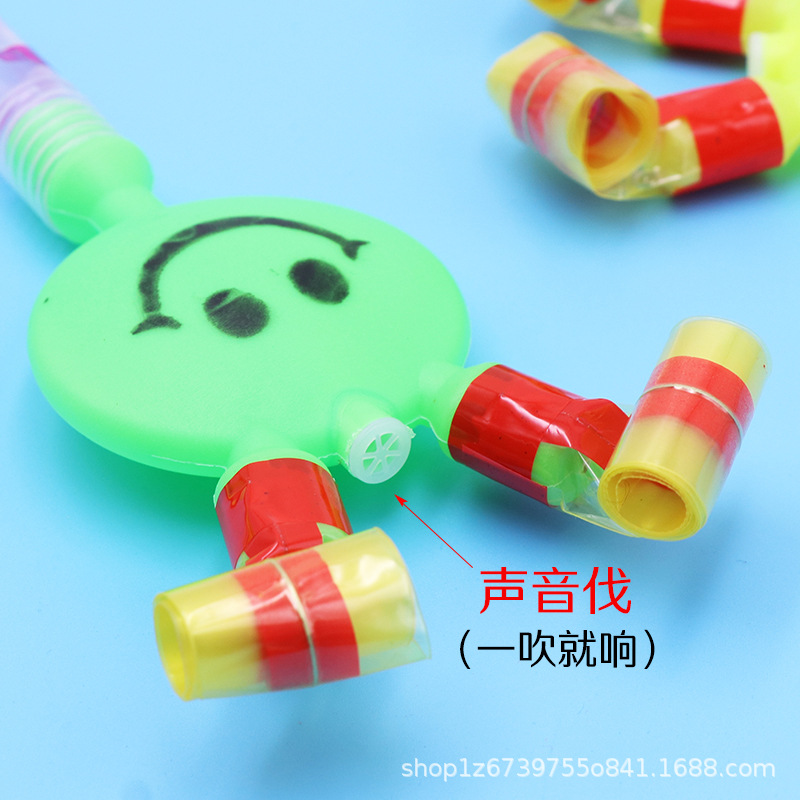 Children's large smiley face Horn birthday Dragon whistle roll whistle party school push creative fun toys wholesale