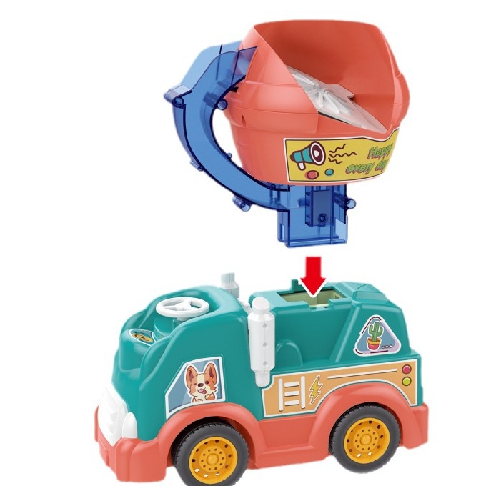 Dominoes automatic delivery car game Engineering Car children's educational boy electric car building blocks toy gift