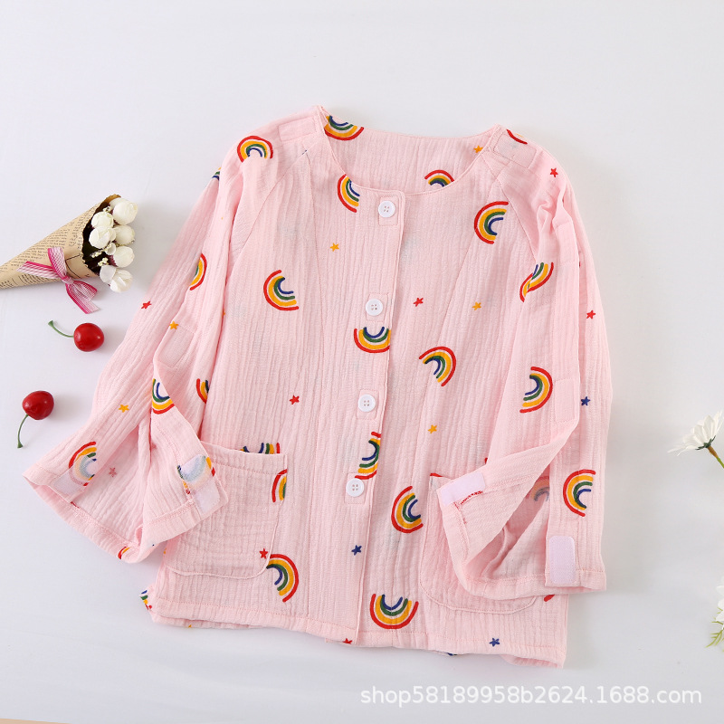 Spring and Autumn Fracture Children's One-piece Nursing Clothing Jacket Gauze Breathable Patient Clothing Easy to Wear and Take off Easy to Clean Bed