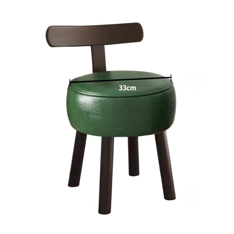 Solid Wood Oil Wax Leather Rotating Stool Turntable Shoe Changing Stool High Stool Living Room Sofa Backrest Round Stool with Wheels Walking Stool