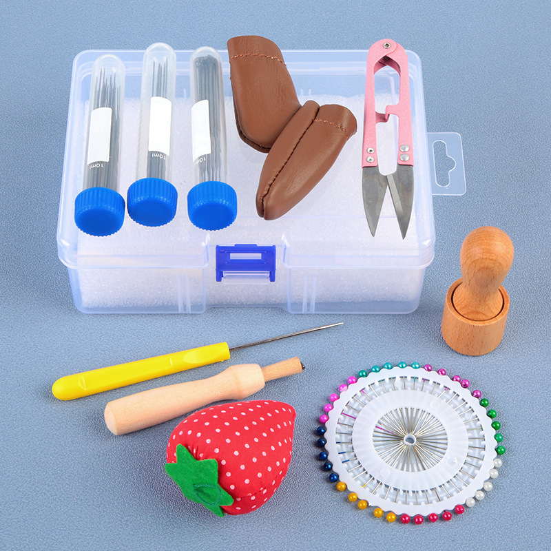 New Handmade DIY Poke Fun Thick, Medium and Fine Poke Needle Finger Set Positioning Needle Wooden Poke Tool Set Boxed Wholesale