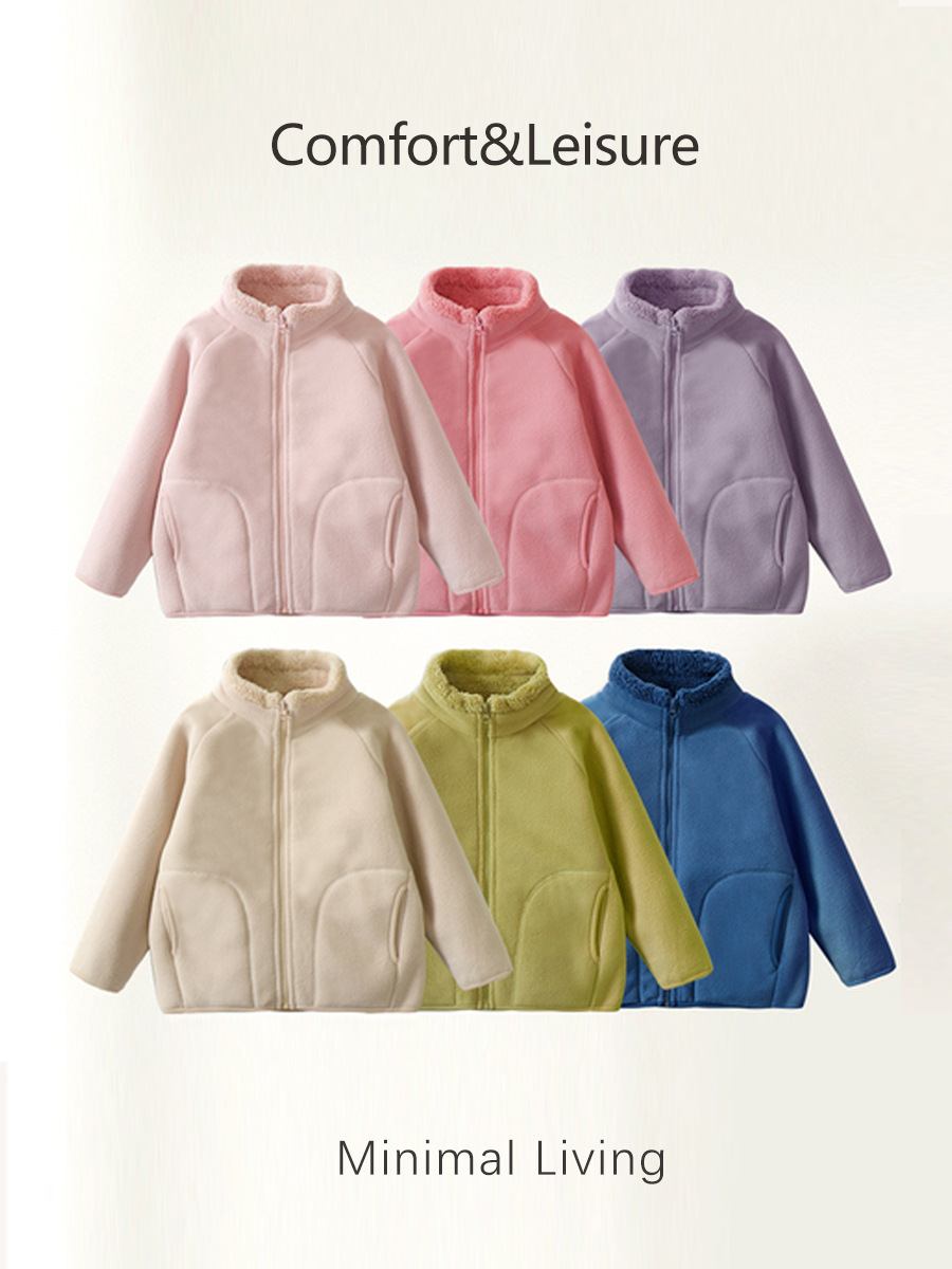 Cross-Border Children's Fleece Jacket with Extra Fleece, Thickened Warm Cotton Coat, Parent-Child Style School Uniform Essential, Baby Autumn and Winter Jacket