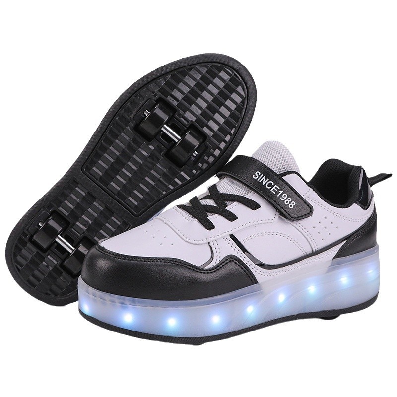 Cross-border direct selling boys and girls new four-wheel heyday shoes with wheels sliding flat wind-fire roller skates factory shop