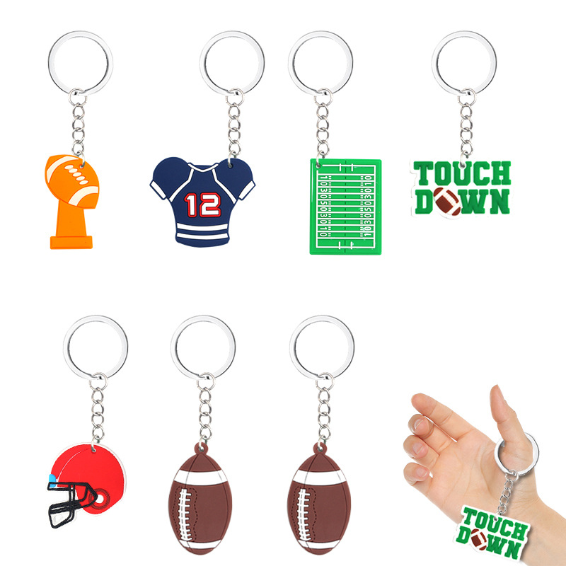 New Rugby keychain Jersey court straw TOUCHDWN racket ring wrist strap