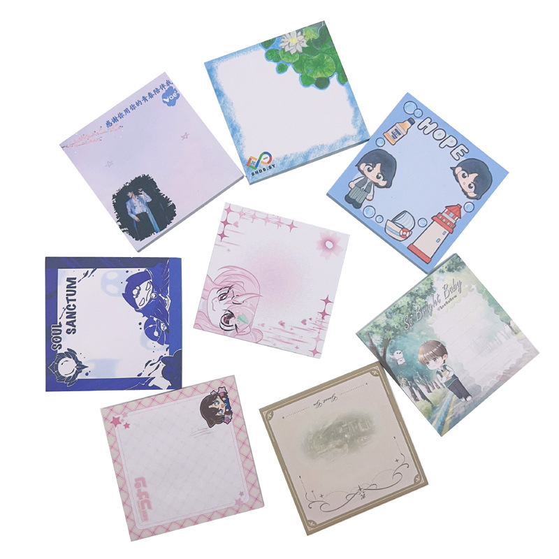 Customized Cute Square Sticky Notes, Custom-Made Note Pads, Tearable and Sticky Messages, N Times Stickers, Ins Special-Shaped Combination Set