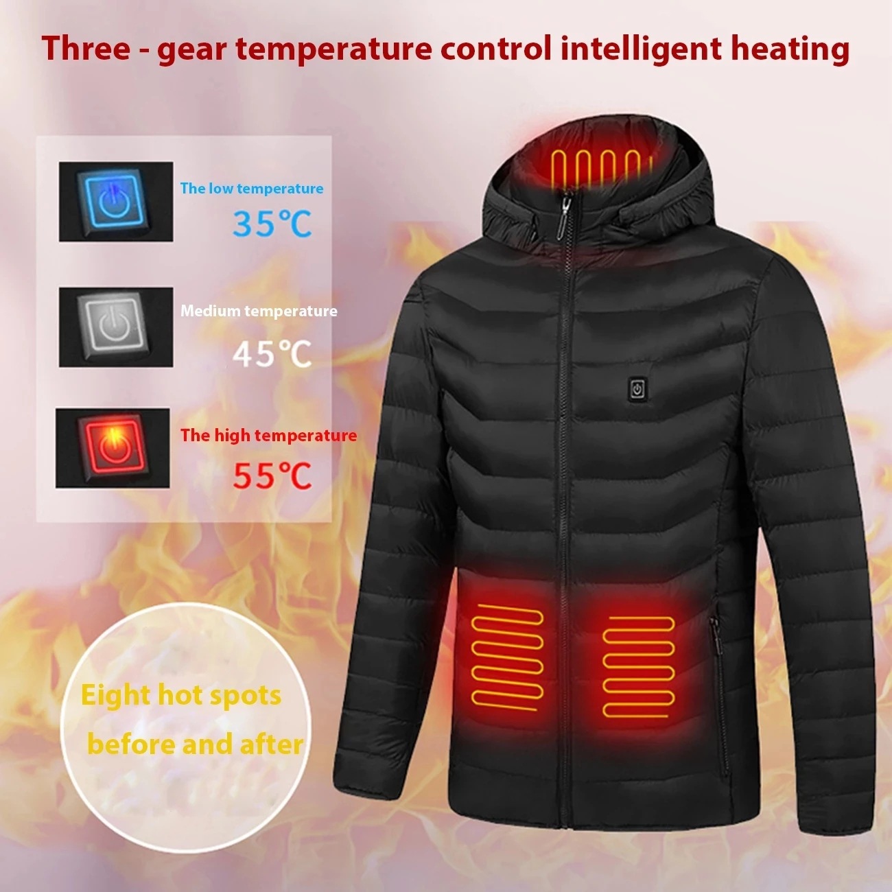 Cross-border for winter intelligent electric heating clothing heating jacket constant temperature cotton-padded jacket USB heating constant temperature cotton-padded jacket men and women